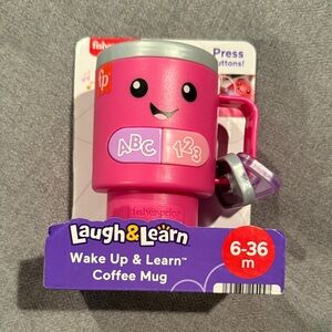 NIP Fisher-Price Wake Up & Learn Pink Coffee Mug